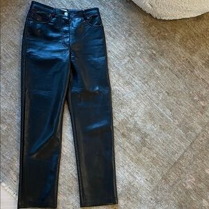 Aritzia Black faux Leather Straight Leg Pants